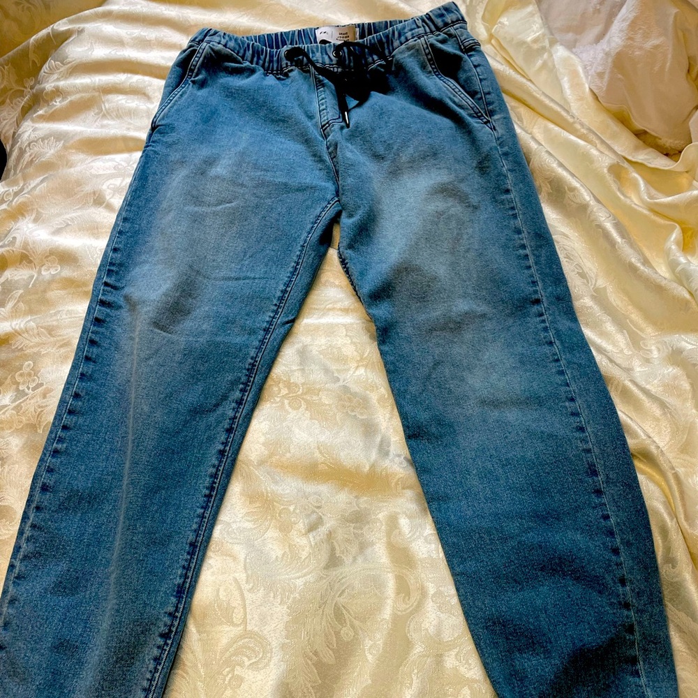 COTTON ON Men’s Light Wash Denim Drawstring Drake Jogger Pants Size 30